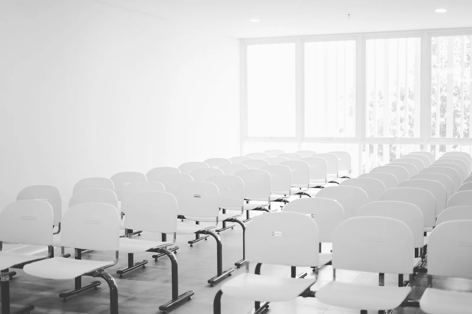 Bright white training room