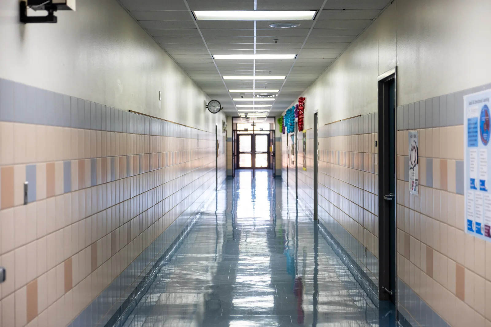 Mirror-shine hallway floor