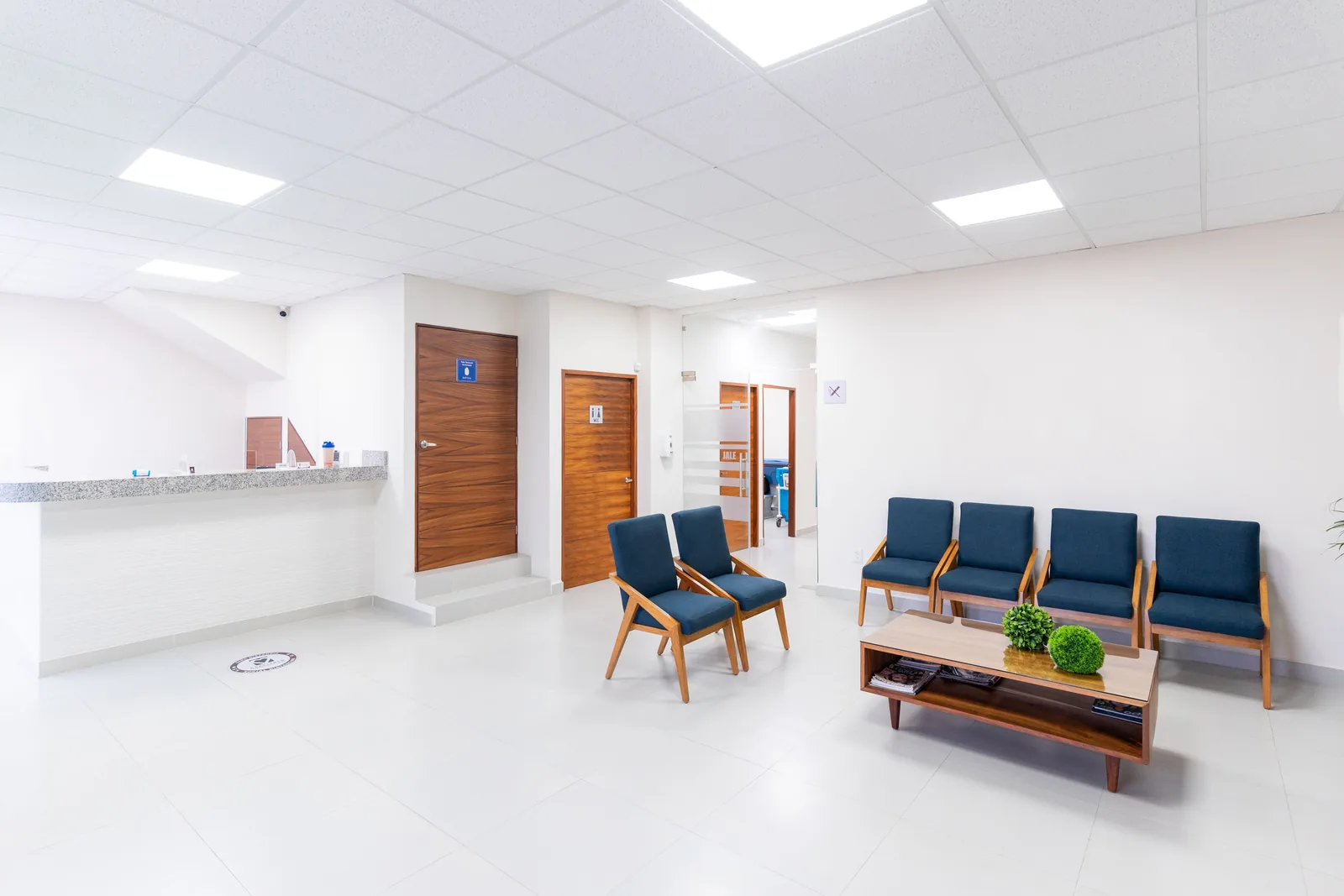Clean clinic waiting area